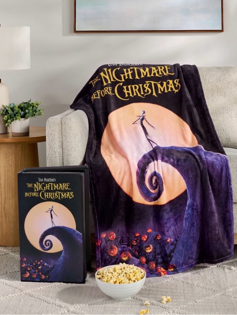 Disney The Nightmare Before Christmas Classic VHS Boxed Silk Touch Throw 50”x70”